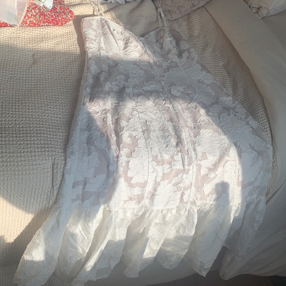 Anthropologie white floral maxi dress